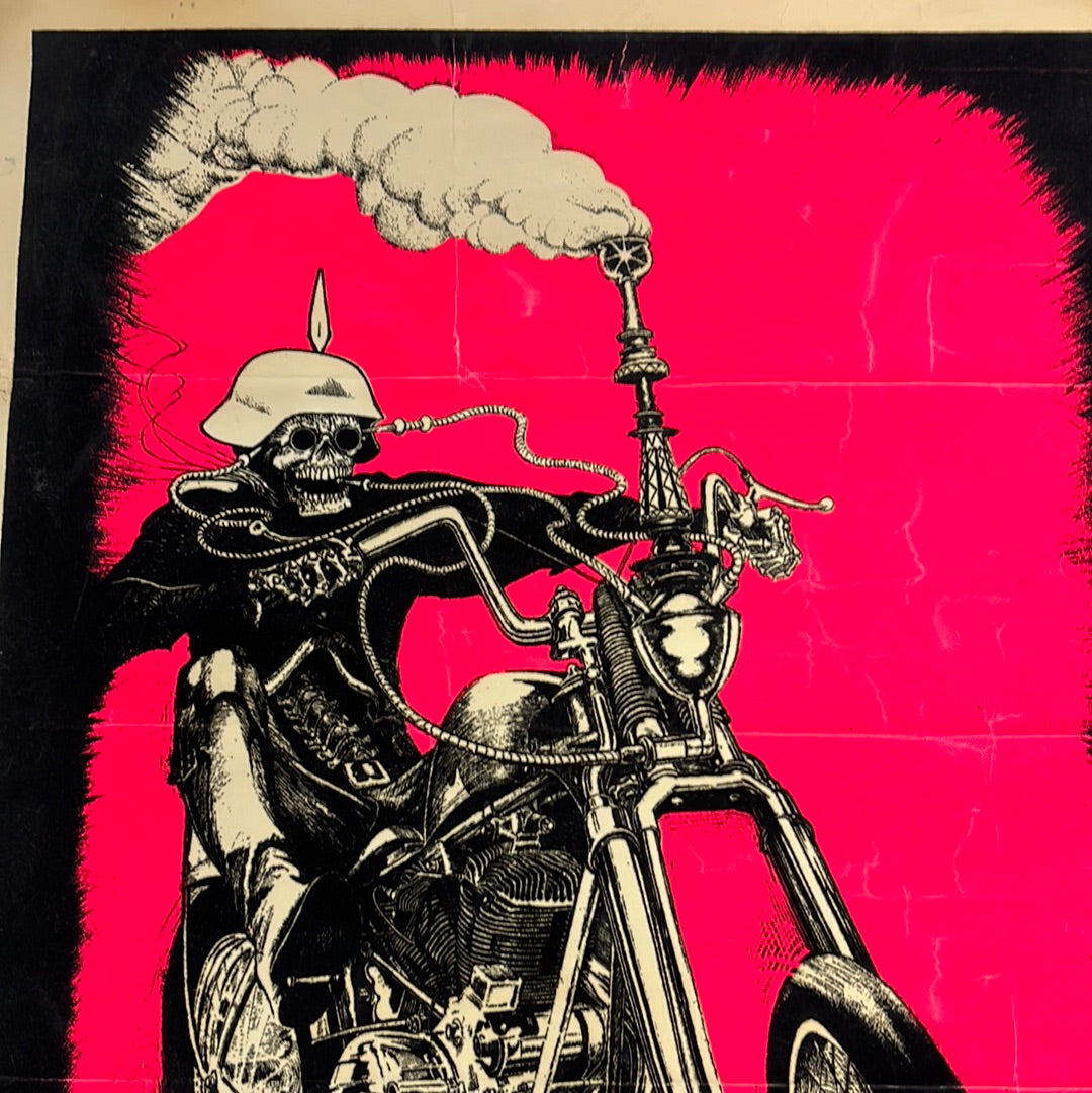 Vintage Bob Dara &quot;Death-Rider&quot; Black Light Poster