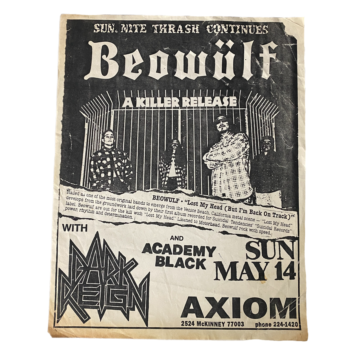 Vintage Beowülf &quot;Axiom Houston, TX&quot; Dark Reign Academy Black Flyer