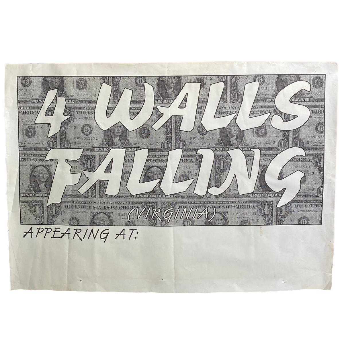 Vintage Four Walls Falling &quot;Appearing At&quot; Poster