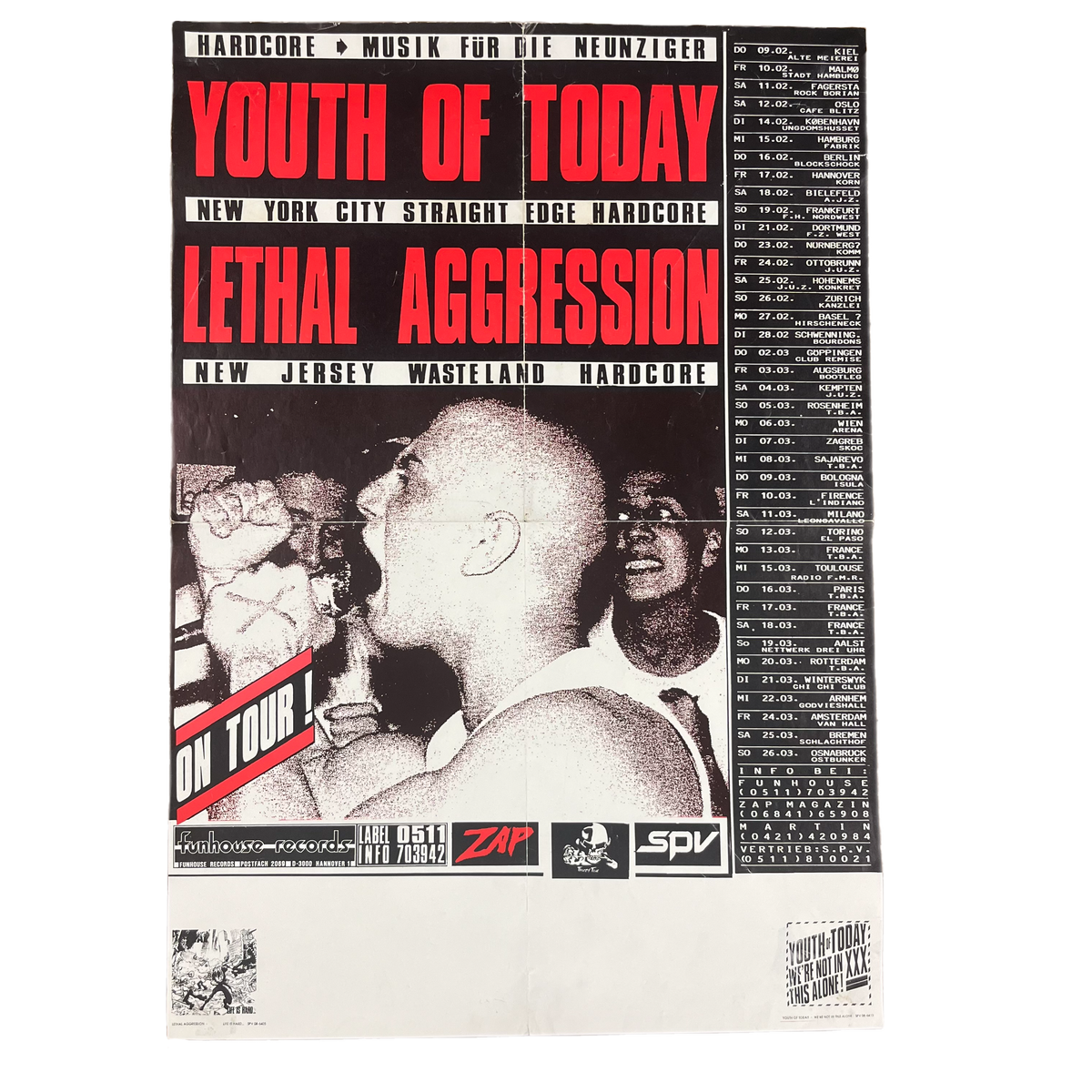Vintage Youth Of Today Lethal Aggression &quot;Funhouse Records&quot; Tour Poster