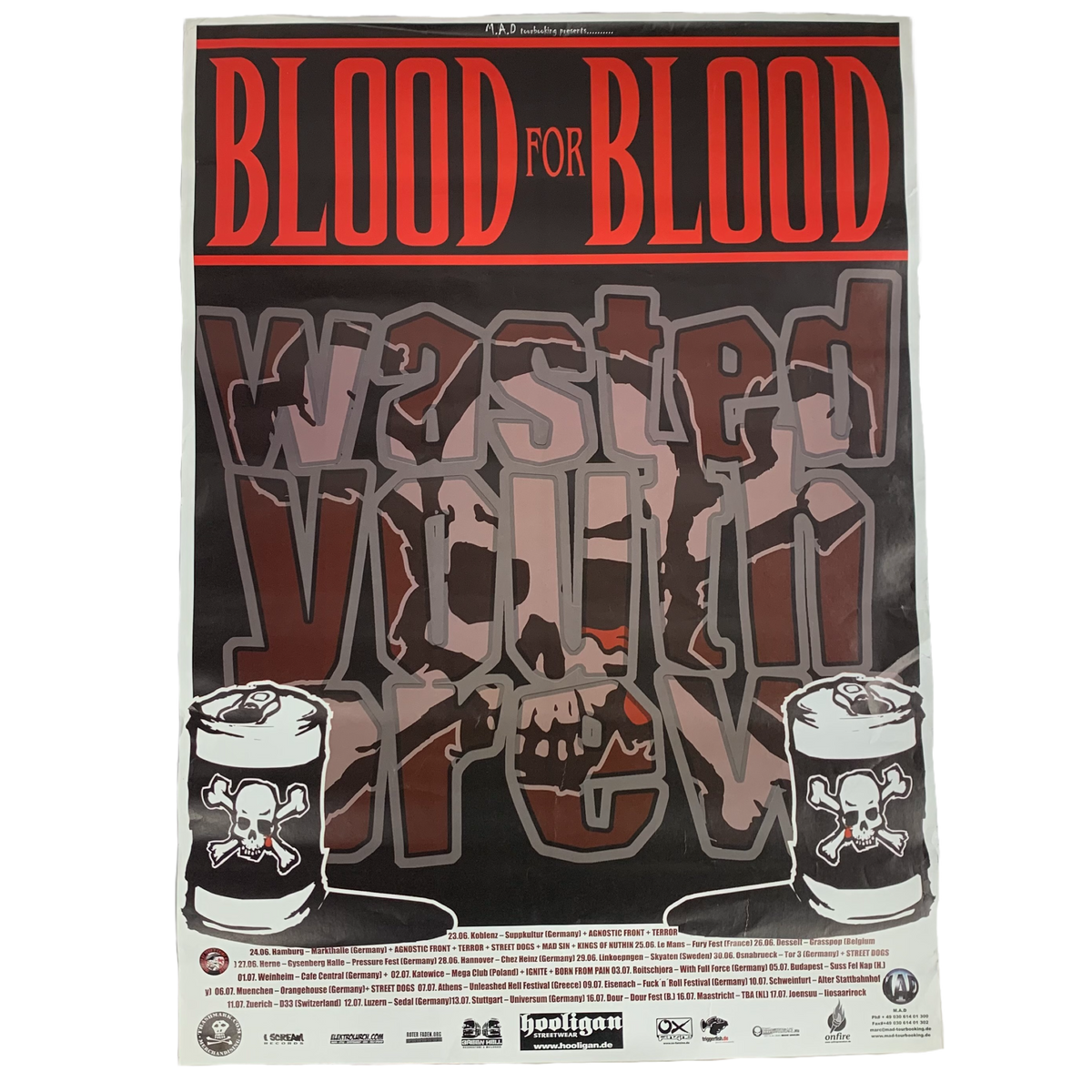 Vintage Blood For Blood &quot;Wasted Youth Crew&quot; Europe Poster