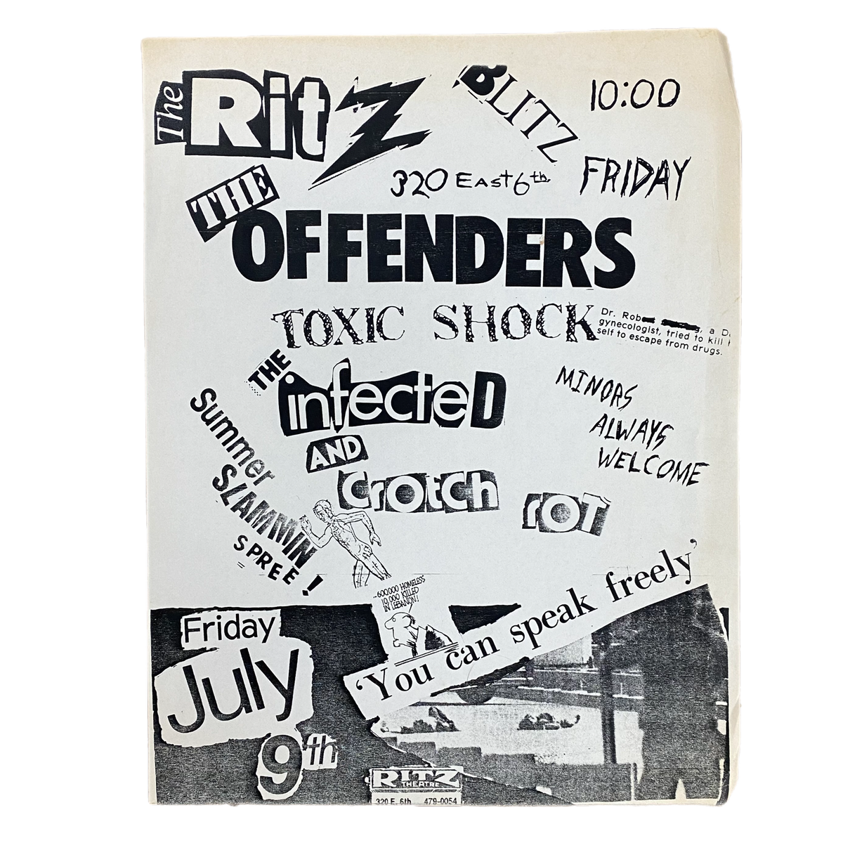 Vintage The Offenders &quot;The Ritz&quot; Toxic Shock The Infected Crotch Rot Flyer