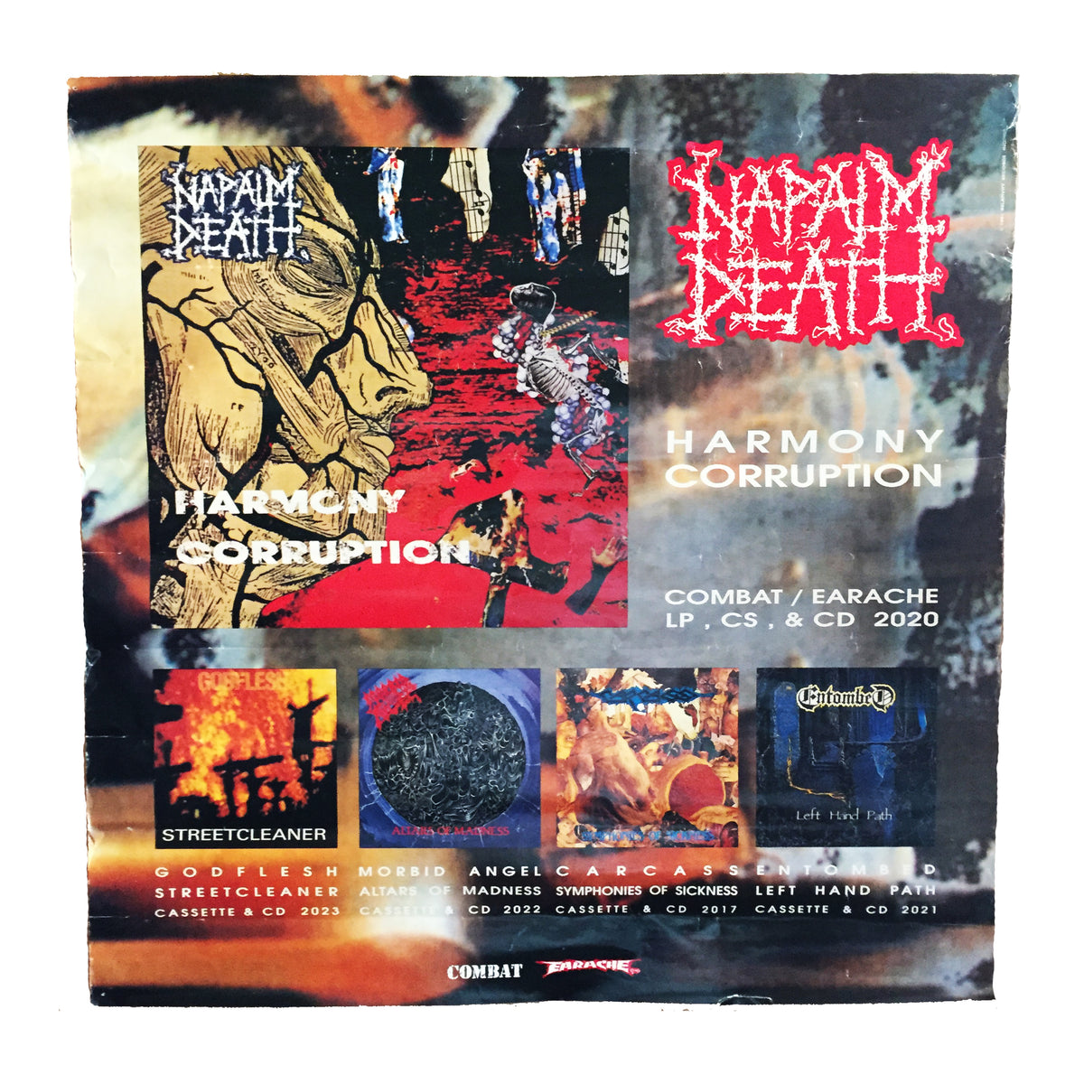 Vintage Napalm Death &quot;Harmony Corruption&quot; Earache Promotional Poster